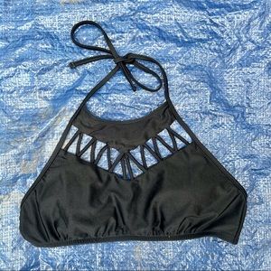 Black halter swimsuit top